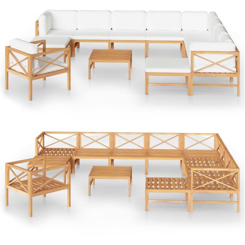 Vidaxl - Set de muebles de jardín 12 pzas madera de teca y cojines crema - Crema
Vidaxl - Set de muebles de jardín 12 pzas madera de teca y cojines crema - Crema