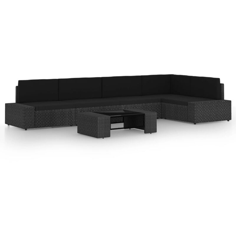 vidaXL Set de muebles de jardín 6 pzas ratán sintético y cojines negro - Negro
vidaXL Set de muebles de jardín 6 pzas ratán sintético y cojines negro - Negro