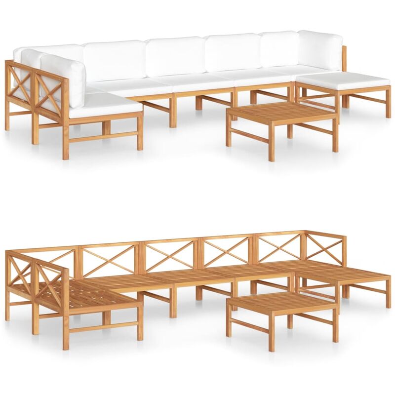 Set de muebles de jardín 8 pzas madera de teca y cojines crema - Crema - Vidaxl
Set de muebles de jardín 8 pzas madera de teca y cojines crema - Crema - Vidaxl