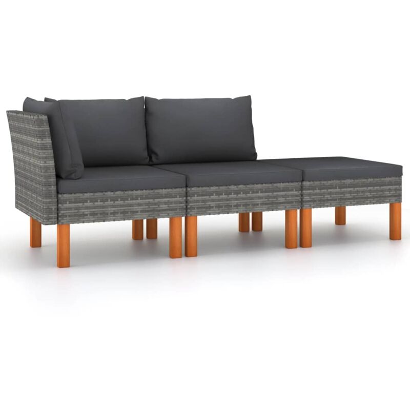 vidaXL Set muebles de jardín 3 pzas ratán sintético madera eucalipto - Gris
vidaXL Set muebles de jardín 3 pzas ratán sintético madera eucalipto - Gris