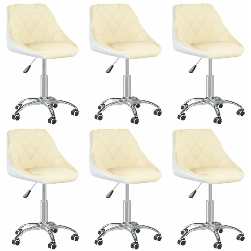 vidaXL Sillas de comedor giratoria cuero sintético 6 uds crema y blanco - Crema
vidaXL Sillas de comedor giratoria cuero sintético 6 uds crema y blanco - Crema