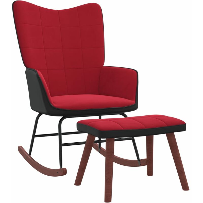 Silla mecedora con reposapiés terciopelo y PVC rojo tinto - Rojo - Vidaxl
Silla mecedora con reposapiés terciopelo y PVC rojo tinto - Rojo - Vidaxl