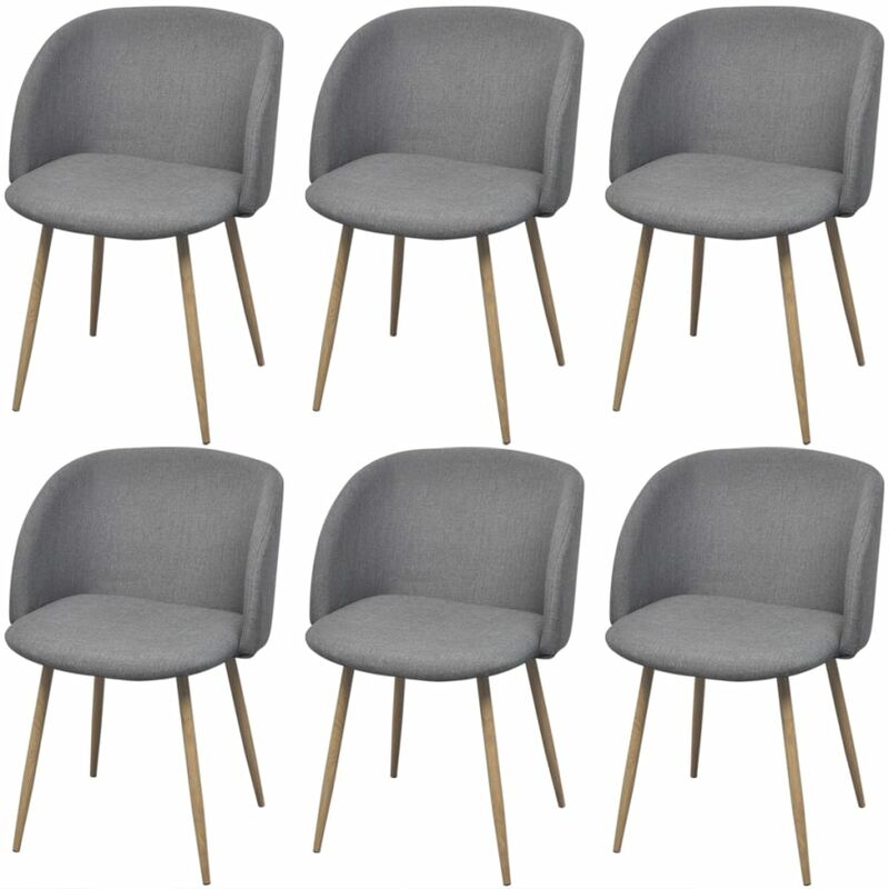 Sillas de Comedor Tela Gris Claro 6 Unidades - Gris - Vidaxl