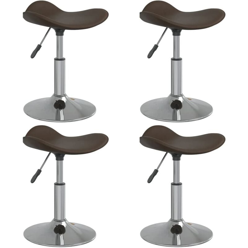 vidaXL Sillas de comedor acero cromado cuero artificial 4 uds marrón - Marrón
