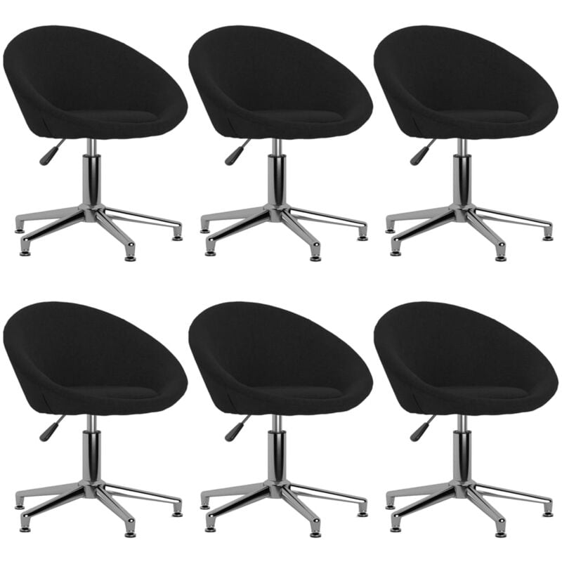 vidaXL Sillas de comedor giratorias tela 6 uds negro - Negro