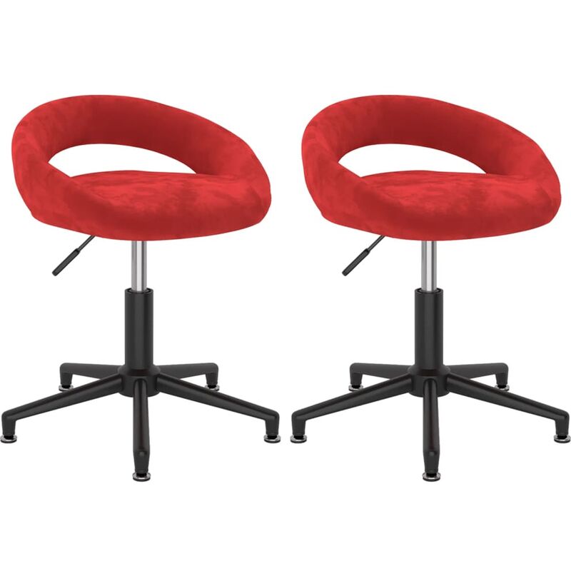 vidaXL Sillas de comedor giratorias de terciopelo 2 uds rojo vino tinto - Rojo