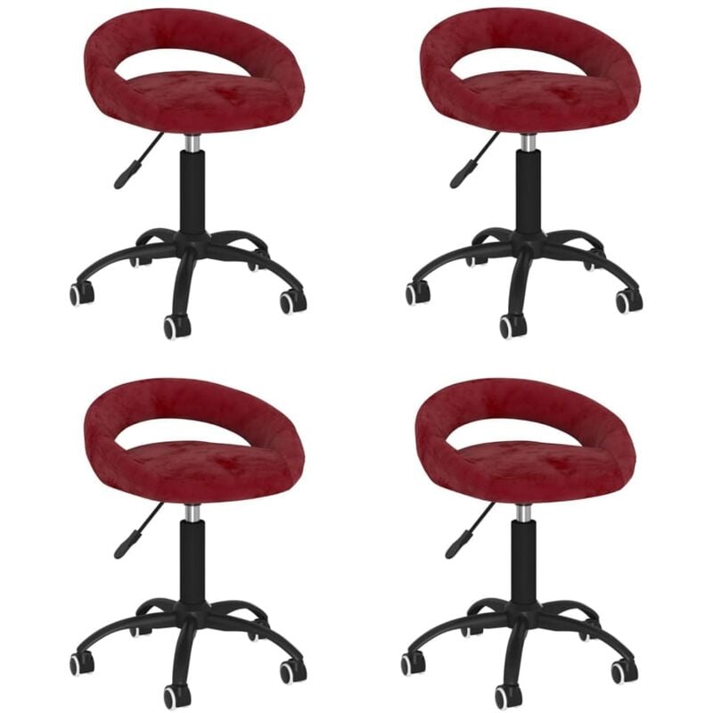 vidaXL Sillas de comedor giratorias de terciopelo 4 uds rojo vino tinto - Rojo 
vidaXL Sillas de comedor giratorias de terciopelo 4 uds rojo vino tinto - Rojo