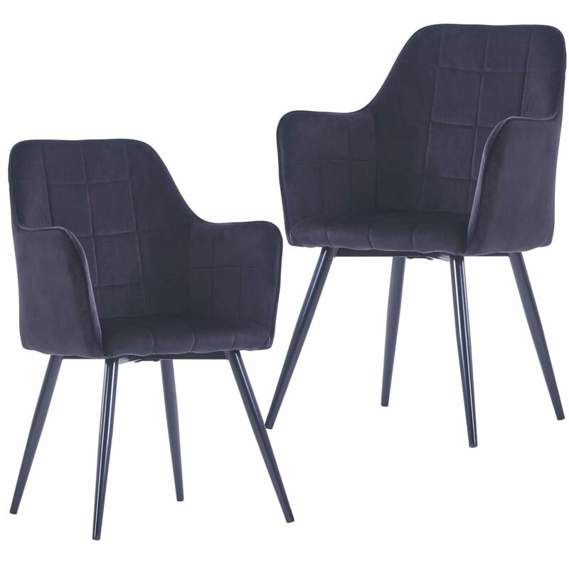 vidaXL Sillas de Comedor Terciopelo 2 Unidades Negro - Negro