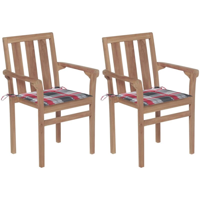 vidaXL Sillas de jardín 2 uds madera teca con cojines a cuadros rojos - Multicolor
vidaXL Sillas de jardín 2 uds madera teca con cojines a cuadros rojos - Multicolor
