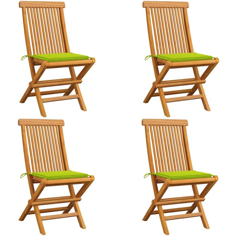 vidaXL Sillas de jardín 4 uds con cojines verde brillante madera teca - Verde
vidaXL Sillas de jardín 4 uds con cojines verde brillante madera teca - Verde