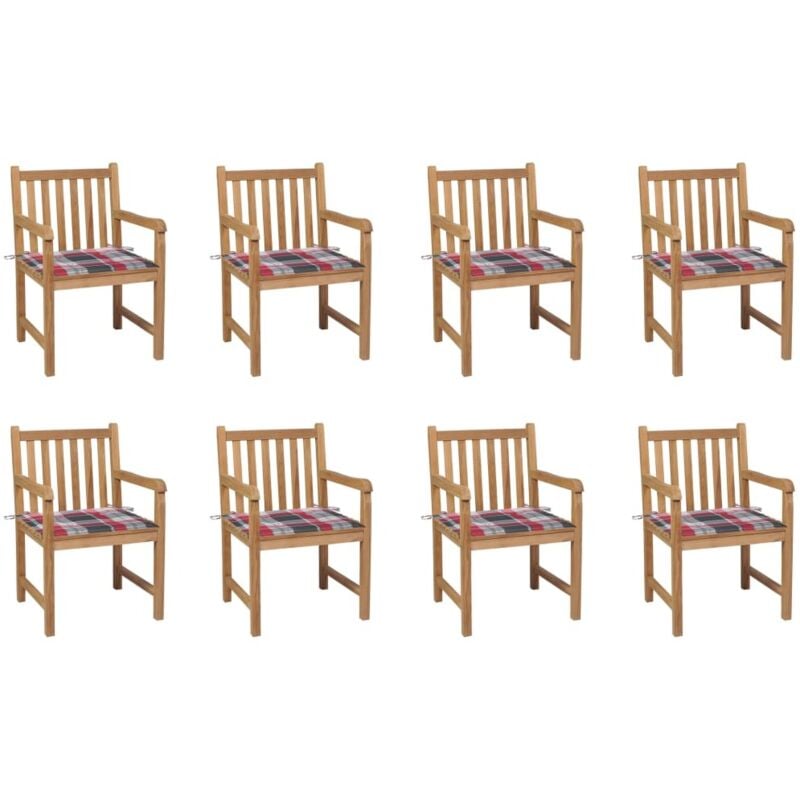Sillas de jardín 8 uds madera maciza teca cojines cuadros rojos - Marrón - Vidaxl
Sillas de jardín 8 uds madera maciza teca cojines cuadros rojos - Marrón - Vidaxl