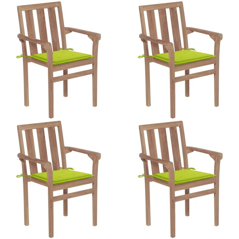 vidaXL Sillas de jardín apilables 4 uds madera maciza teca con cojines - Marrón
vidaXL Sillas de jardín apilables 4 uds madera maciza teca con cojines - Marrón