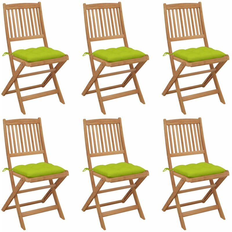 vidaXL Sillas de jardín plegables 6 uds y cojines madera maciza acacia - Verde
vidaXL Sillas de jardín plegables 6 uds y cojines madera maciza acacia - Verde