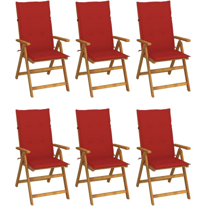 vidaXL Sillas de jardín plegables 6 uds y cojines madera maciza acacia - Marrón
vidaXL Sillas de jardín plegables 6 uds y cojines madera maciza acacia - Marrón