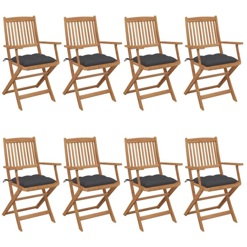 vidaXL Sillas de jardín plegables 8 uds y cojines madera maciza acacia - Marrón
vidaXL Sillas de jardín plegables 8 uds y cojines madera maciza acacia - Marrón