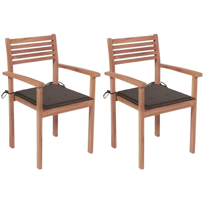 vidaXL Sillas de jardín 2 uds madera de teca con cojines gris taupe - Marrón
vidaXL Sillas de jardín 2 uds madera de teca con cojines gris taupe - Marrón