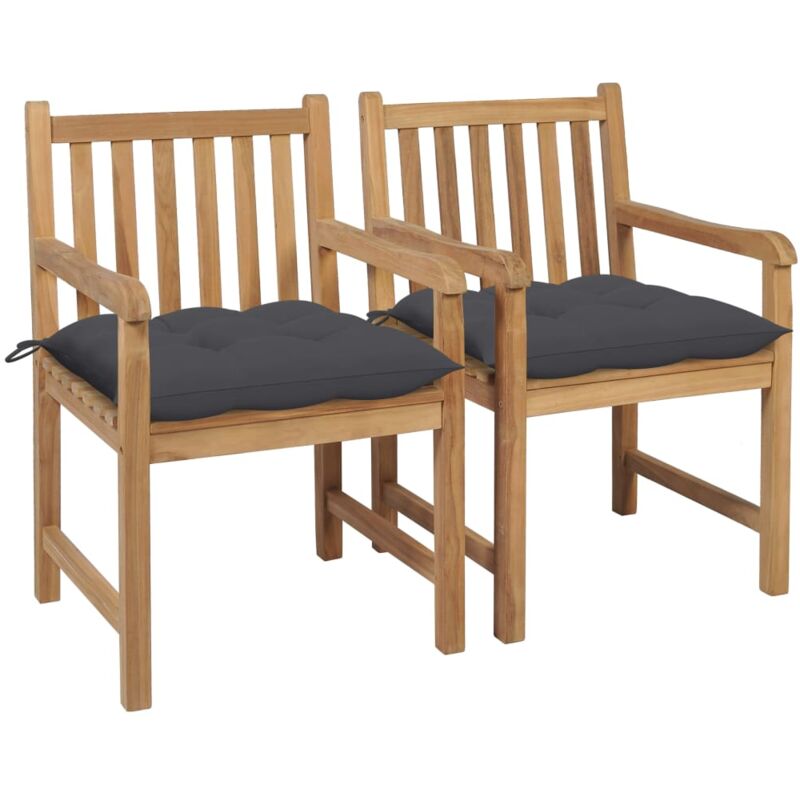 vidaXL Sillas de jardín 2 uds madera de teca y cojines gris antracita - Antracita
vidaXL Sillas de jardín 2 uds madera de teca y cojines gris antracita - Antracita