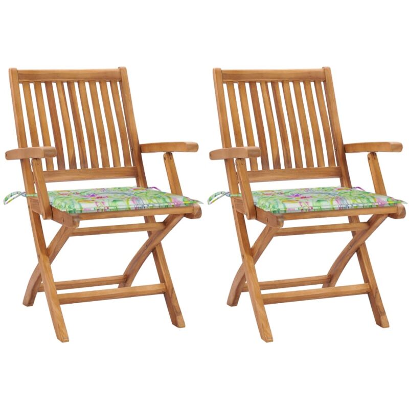 vidaXL Sillas de jardín 2 uds madera teca con cojines estampado hojas - Multicolor
vidaXL Sillas de jardín 2 uds madera teca con cojines estampado hojas - Multicolor