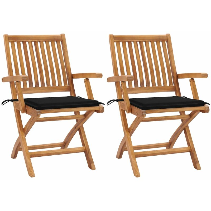 vidaXL Sillas de jardín 2 unidades con cojines negro madera de teca - Negro
vidaXL Sillas de jardín 2 unidades con cojines negro madera de teca - Negro