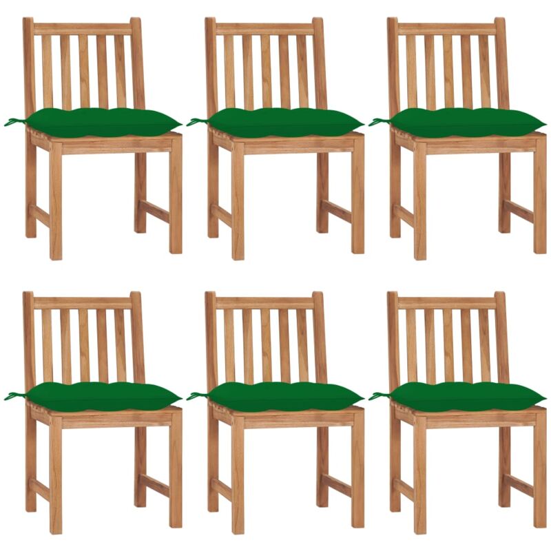 vidaXL Sillas de jardín 6 unidades madera maciza de teca con cojines - Marrón
vidaXL Sillas de jardín 6 unidades madera maciza de teca con cojines - Marrón