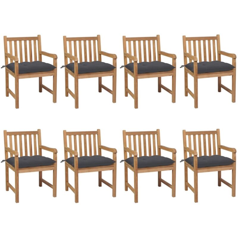Sillas de jardín 8 uds madera maciza de teca cojines antracita - Marrón - Vidaxl
Sillas de jardín 8 uds madera maciza de teca cojines antracita - Marrón - Vidaxl