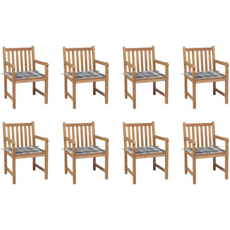 Sillas de jardín 8 uds madera maciza teca cojines cuadros gris - Marrón - Vidaxl
Sillas de jardín 8 uds madera maciza teca cojines cuadros gris - Marrón - Vidaxl