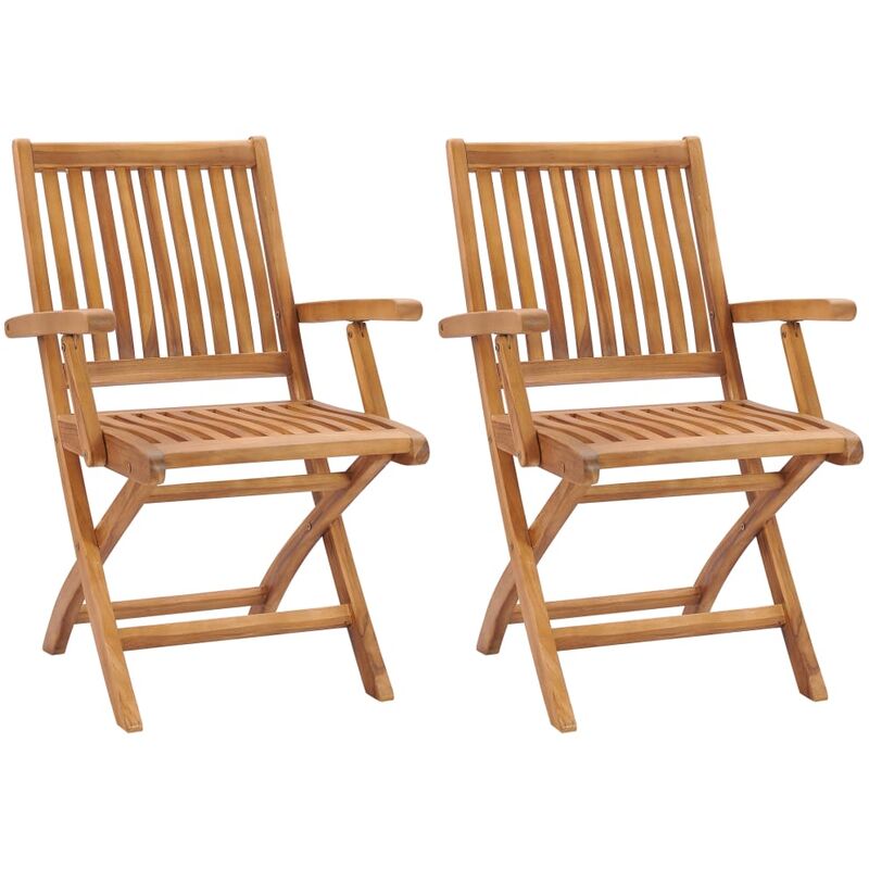 vidaXL Sillas de jardín plegables 2 unidades madera maciza de teca - Multicolor
vidaXL Sillas de jardín plegables 2 unidades madera maciza de teca - Multicolor