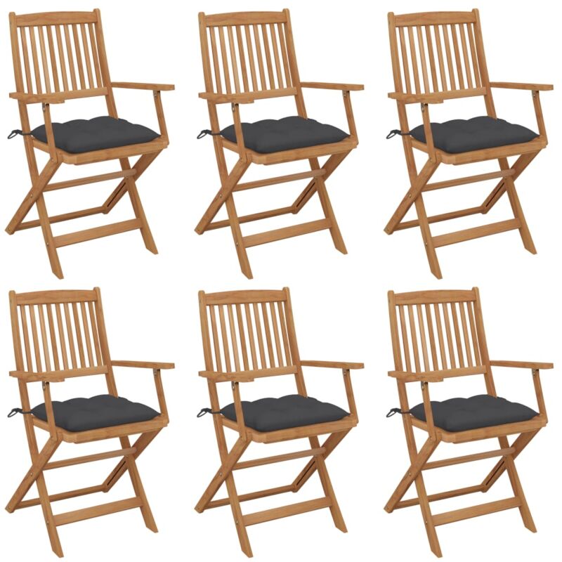 vidaXL Sillas de jardín plegables 6 uds madera maciza acacia y cojines - Marrón
vidaXL Sillas de jardín plegables 6 uds madera maciza acacia y cojines - Marrón