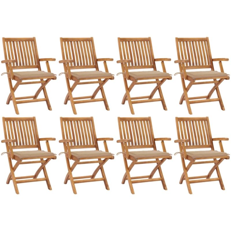 Sillas de jardín plegables 8 uds madera maciza teca con cojines - Marrón - Vidaxl
Sillas de jardín plegables 8 uds madera maciza teca con cojines - Marrón - Vidaxl