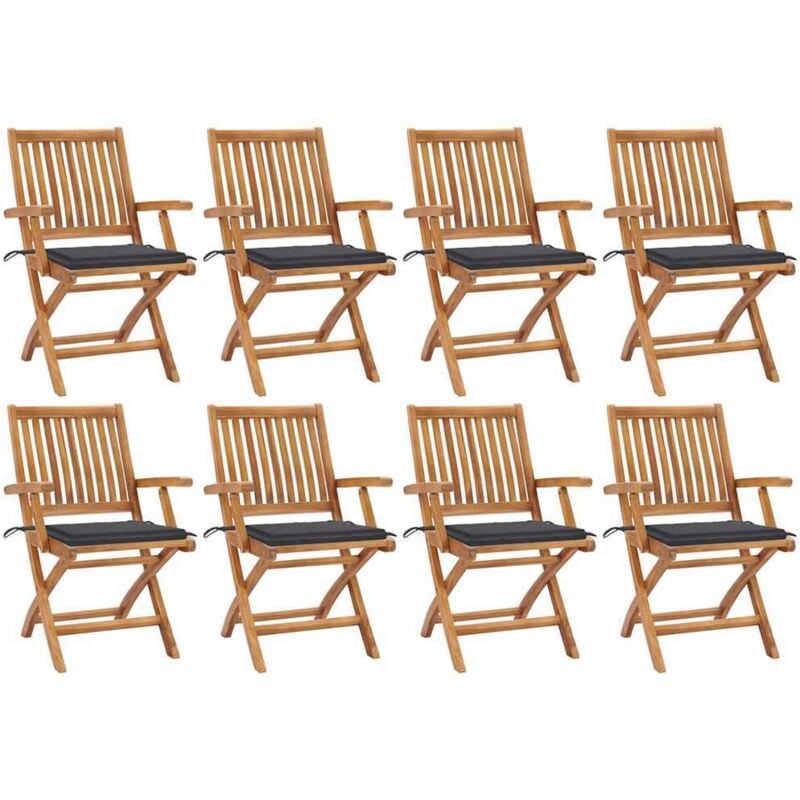 Sillas de jardín plegables 8 uds madera maciza teca con cojines - Marrón - Vidaxl
Sillas de jardín plegables 8 uds madera maciza teca con cojines - Marrón - Vidaxl