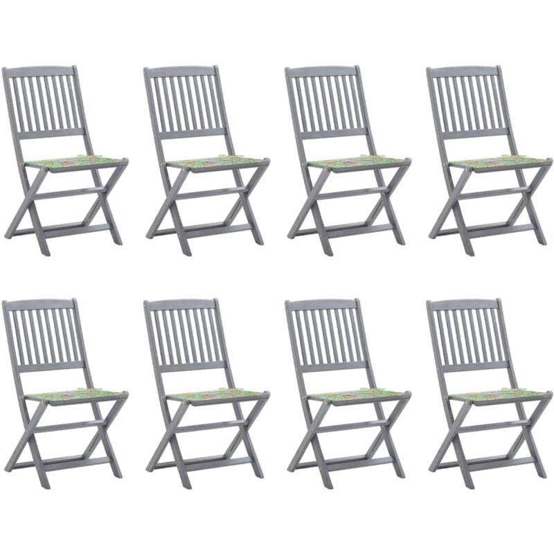 vidaXL Sillas de jardín plegables 8 uds y cojines madera maciza acacia - Gris
vidaXL Sillas de jardín plegables 8 uds y cojines madera maciza acacia - Gris
