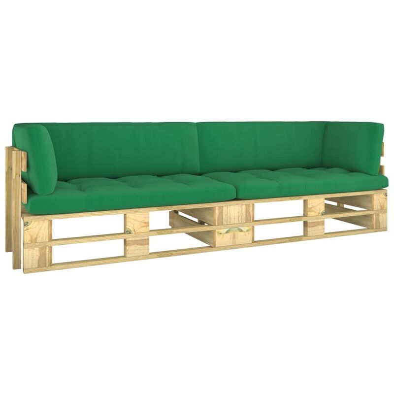 vidaXL Sofá de palets 2 plazas cojines verde madera de pino impregnada - Verde
vidaXL Sofá de palets 2 plazas cojines verde madera de pino impregnada - Verde