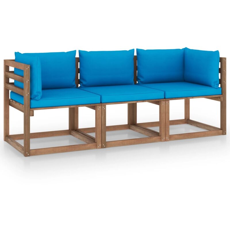 vidaXL Sofá de palés de jardín 3 plazas cojines azul claro madera pino - Marrón
vidaXL Sofá de palés de jardín 3 plazas cojines azul claro madera pino - Marrón