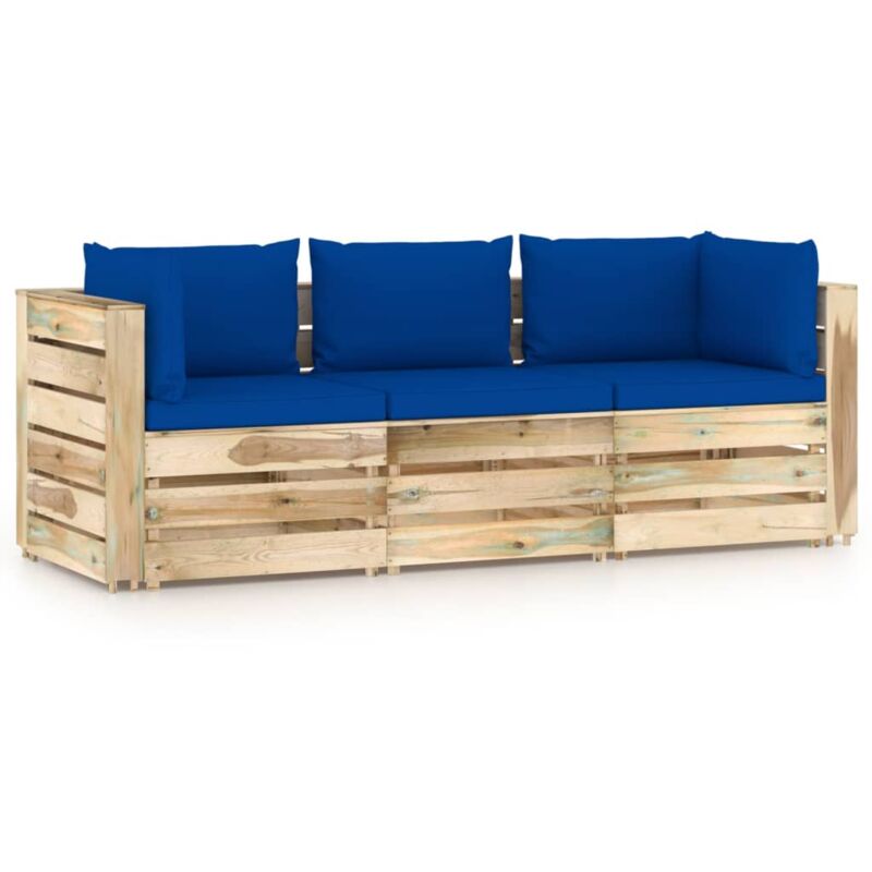 vidaXL Sofá de jardín de 3 plazas con cojines madera impregnada verde - Azul
vidaXL Sofá de jardín de 3 plazas con cojines madera impregnada verde - Azul