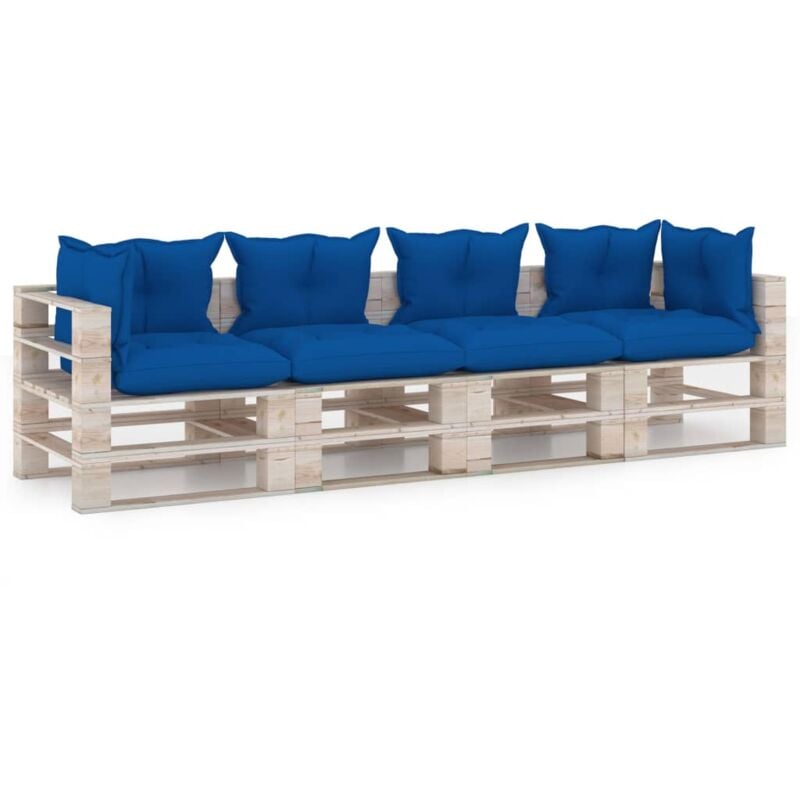 vidaXL Sofá de palés de 4 plazas para jardín con cojines madera pino - Marrón
vidaXL Sofá de palés de 4 plazas para jardín con cojines madera pino - Marrón
