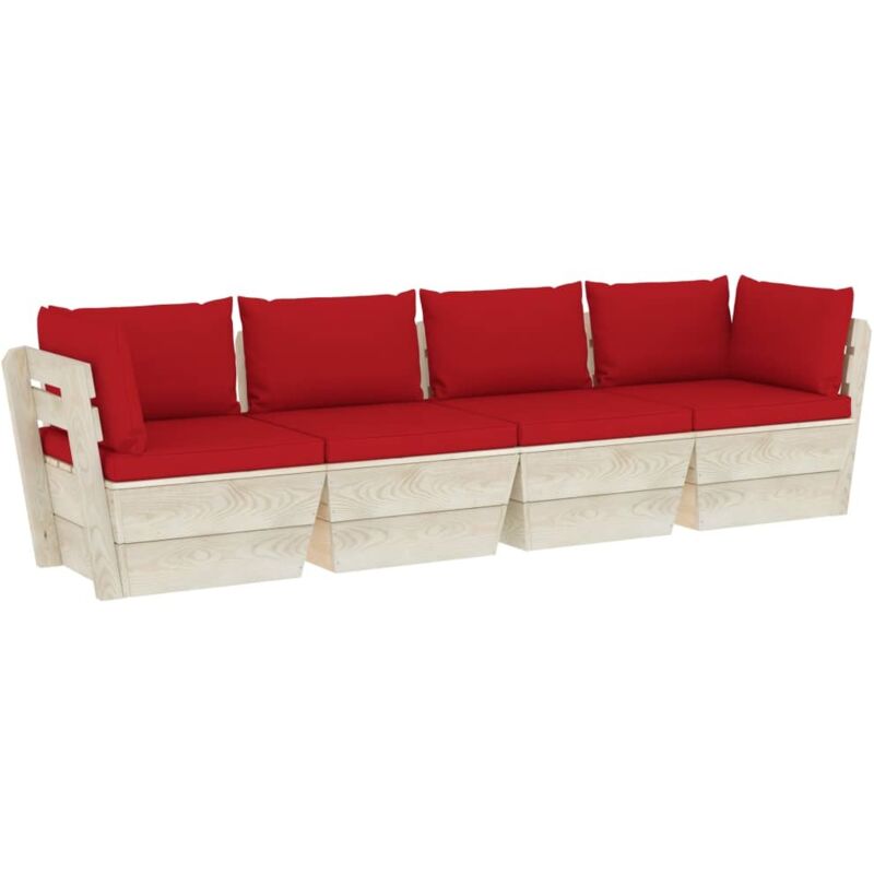 vidaXL Sofá de palets de jardín 4 plazas con cojines madera de abeto - Rojo
vidaXL Sofá de palets de jardín 4 plazas con cojines madera de abeto - Rojo