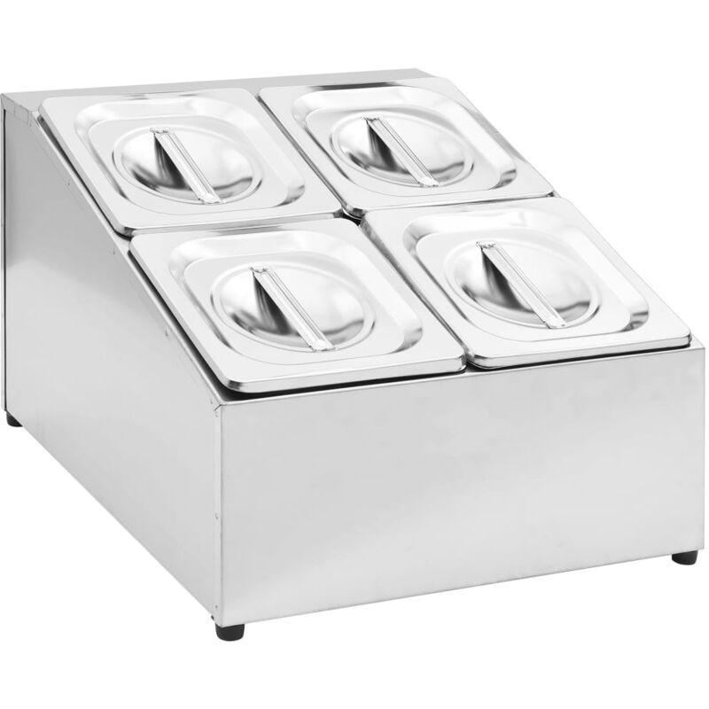vidaXL Soporte bandeja Gastronorm con 4 bandejas 1/6 acero inoxidable - Plateado