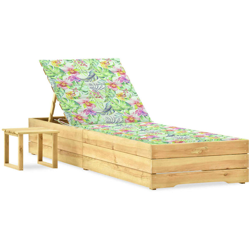 vidaXL Tumbona de jardín con mesa y cojín de madera de pino impregnada - Multicolor
vidaXL Tumbona de jardín con mesa y cojín de madera de pino impregnada - Multicolor