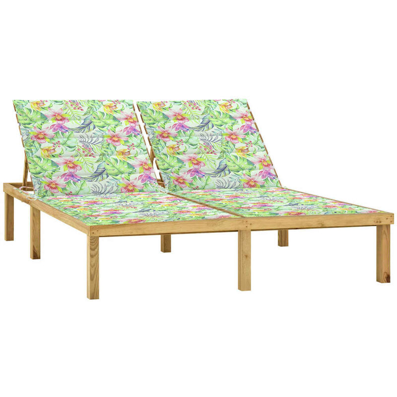 vidaXL Tumbona doble y cojines estampado hojas madera pino impregnada - Multicolor
vidaXL Tumbona doble y cojines estampado hojas madera pino impregnada - Multicolor