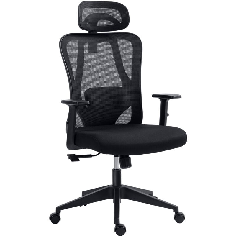 Silla de Oficina Giratoria Regulable en Altura con Reposabrazos 2D Reposacabezas Soporte Lumbar Ajustables y Repaldo Alto 67x64x117-127 cm - Negro
Silla de Oficina Giratoria Regulable en Altura con Reposabrazos 2D Reposacabezas Soporte Lumbar Ajustables y Repaldo Alto 67x64x117-127 cm - Negro