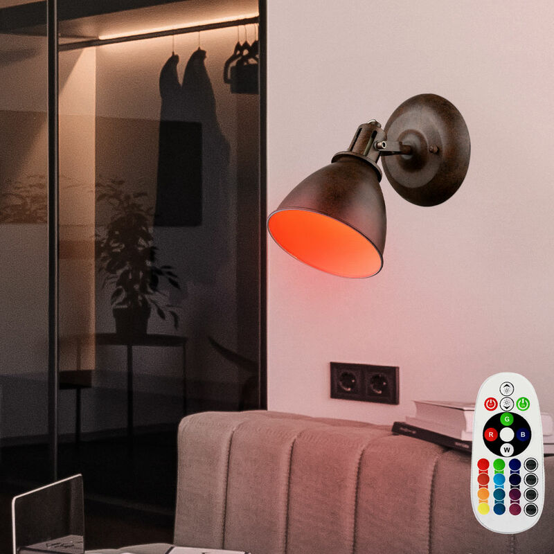 Foco de pared móvil, estilo casa de campo con mando a distancia, color óxido en un juego que incluye bombillas LED RGB
Foco de pared móvil, estilo casa de campo con mando a distancia, color óxido en un juego que incluye bombillas LED RGB