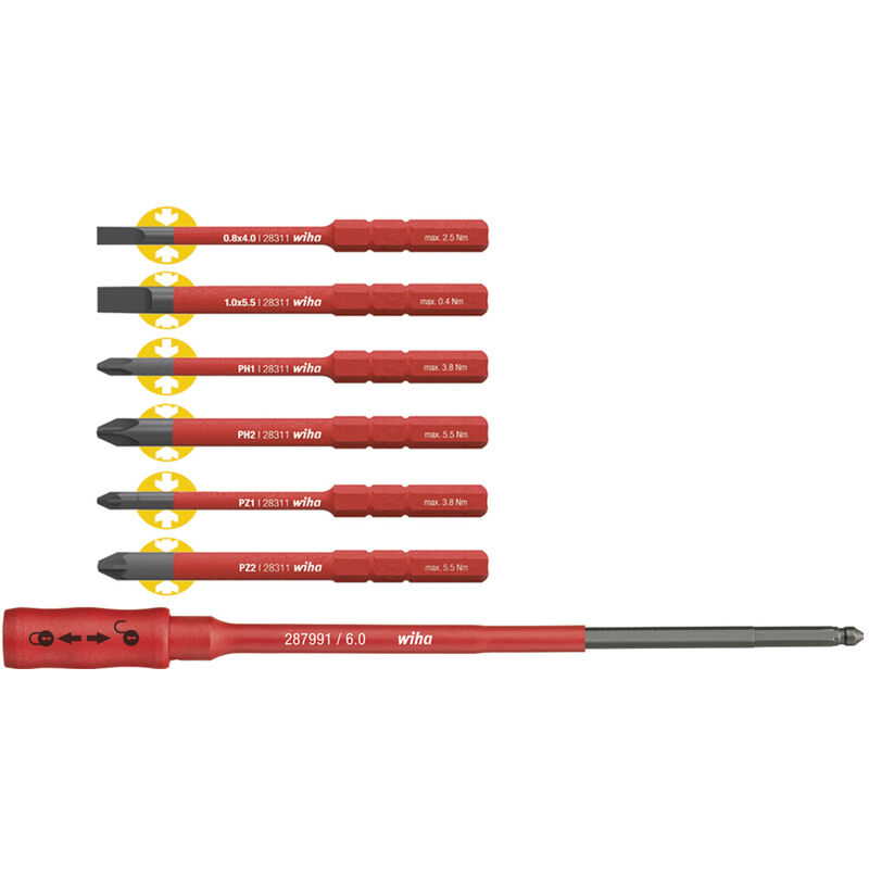 Juego de cuchillas intercambiables slimBit paquete de 7 Torque / Schlitz / Phillips / Pozidriv WIHA
Juego de cuchillas intercambiables slimBit paquete de 7 Torque / Schlitz / Phillips / Pozidriv WIHA