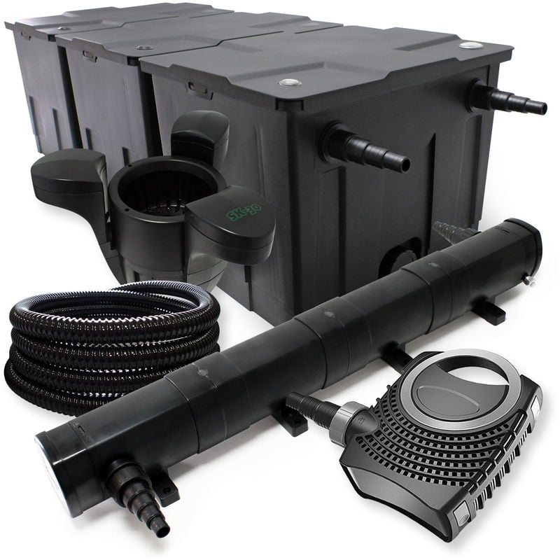 Wiltec Set filtro para estanque hasta 90000l Clarificador UVC con 72W 80W Bomba manguera 25m Skimmer
Wiltec Set filtro para estanque hasta 90000l Clarificador UVC con 72W 80W Bomba manguera 25m Skimmer