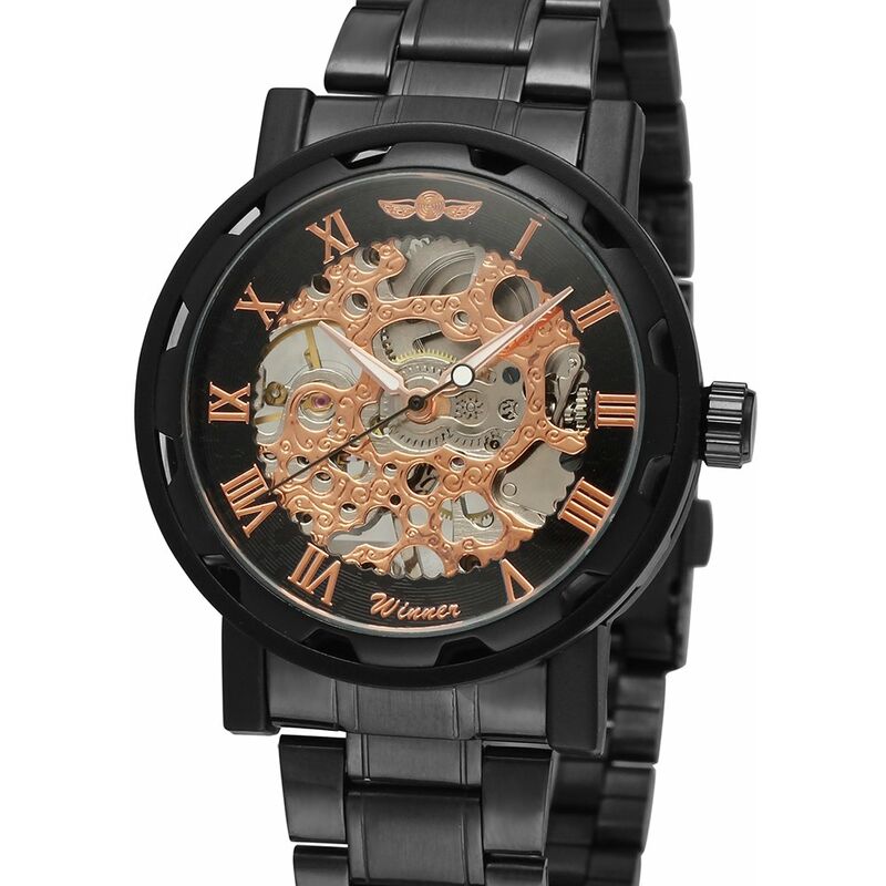Fashion Relojes para hombre Esqueleto Noctilucente Movimiento mecanico Numeros romanos Impermeable Deportes Negocios Dial analogico Correa de acero
Fashion Relojes para hombre Esqueleto Noctilucente Movimiento mecanico Numeros romanos Impermeable Deportes Negocios Dial analogico Correa de acero