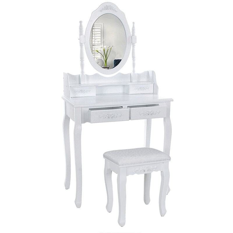 WYCTIN® Tocadores con taburete,Tocador,Mesa de Maquillaje,espejo con y 4 cajones, para dormitorio o vestidor,Blanco,Material: MDF
WYCTIN® Tocadores con taburete,Tocador,Mesa de Maquillaje,espejo con y 4 cajones, para dormitorio o vestidor,Blanco,Material: MDF