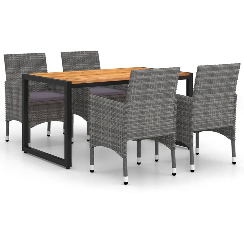 Juego de comedor para jardín de 5 piezas gris - Gris - Youthup 
Juego de comedor para jardín de 5 piezas gris - Gris - Youthup