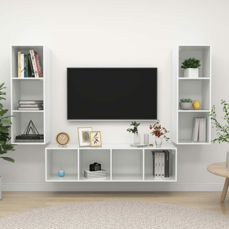 Juego de mueble para TV de 3 piezas aglomerado blanco brillante - Blanco - Youthup
Juego de mueble para TV de 3 piezas aglomerado blanco brillante - Blanco - Youthup