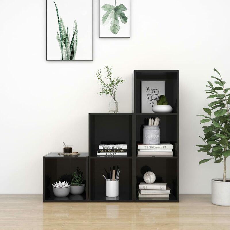 Juego de mueble para TV de 3 piezas aglomerado negro brillante - Negro - Youthup
Juego de mueble para TV de 3 piezas aglomerado negro brillante - Negro - Youthup