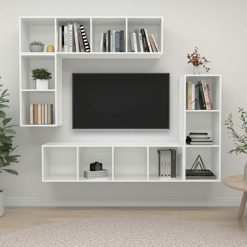 Juego de mueble para TV de 4 piezas aglomerado blanco brillante - Blanco - Youthup
Juego de mueble para TV de 4 piezas aglomerado blanco brillante - Blanco - Youthup