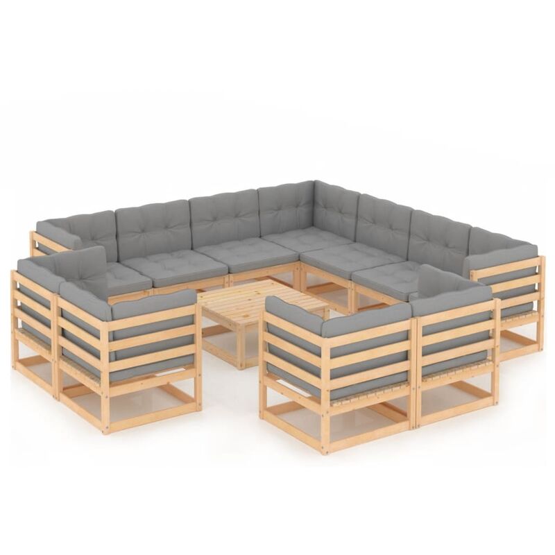 Juego de muebles de jardín 12 pzas y cojines madera pino maciza - Marrón - Youthup
Juego de muebles de jardín 12 pzas y cojines madera pino maciza - Marrón - Youthup